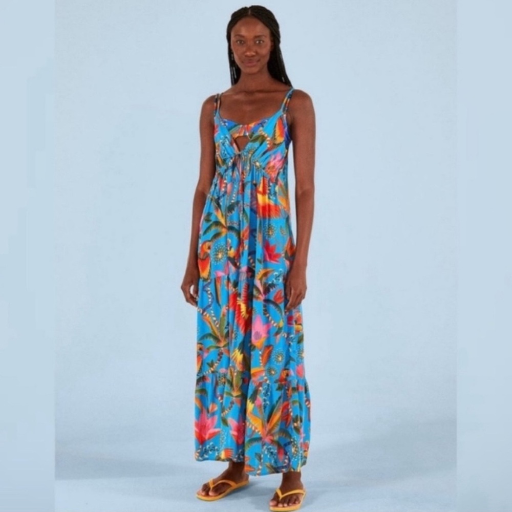 Farm Rio Macaw Party Mix Maxi Dress /Cover up size small